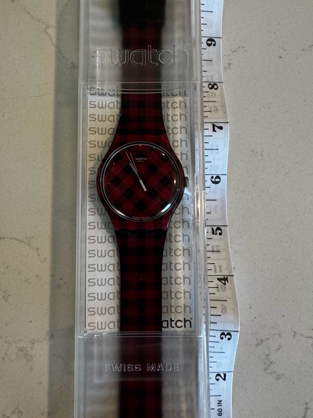 Swatch Adelboden Red and Black Plaid Watch - Picture 9 of 12